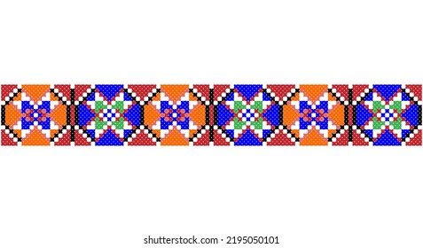 Bordados bien como viejos patrones artesanales cruzados de la etnia ucraniana. Ornamento ucraniano de toallas, llamado rushnyk, vector.