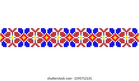 Bordados bien como viejos patrones artesanales cruzados de la etnia ucraniana. Ornamento ucraniano de toallas, llamado rushnyk, vector.