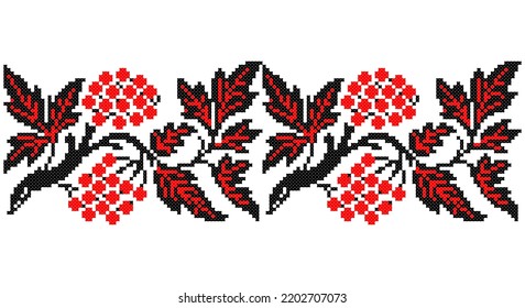 Embroidered good like old handmade cross-stitch ethnic Ukraine pattern. Ukrainian towel ornament, rushnyk called,  vector.