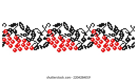 Bordados bien como viejos patrones artesanales cruzados de la etnia ucraniana. Ornamento ucraniano de toallas, llamado rushnyk, vector.