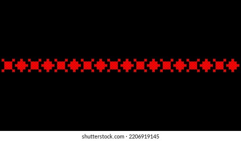 Embroidered good like old handmade cross-stitch ethnic Ukraine pattern. Ukrainian towel ornament, rushnyk called,  vector.