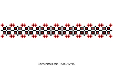 Embroidered good like old handmade cross-stitch ethnic Ukraine pattern. Ukrainian towel ornament, rushnyk called,  vector.