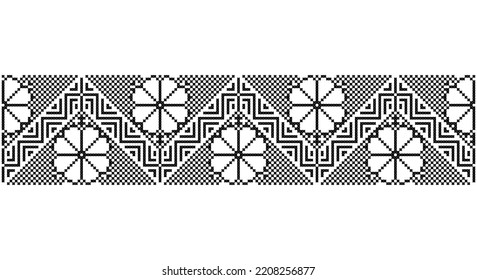 Embroidered good like old handmade cross-stitch ethnic Ukraine pattern. Ukrainian towel ornament, rushnyk called,  vector.
