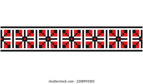 Bordados bien como viejos patrones artesanales cruzados de la etnia ucraniana. Ornamento ucraniano de toallas, llamado rushnyk, vector.
