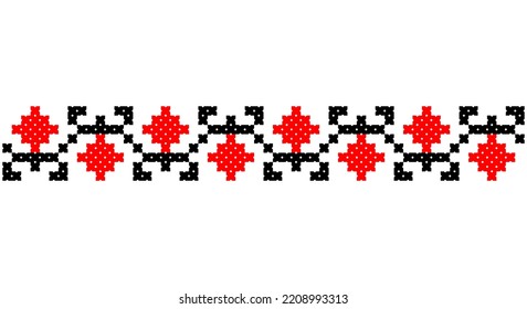 Bordados bien como viejos patrones artesanales cruzados de la etnia ucraniana. Ornamento ucraniano de toallas, llamado rushnyk, vector.