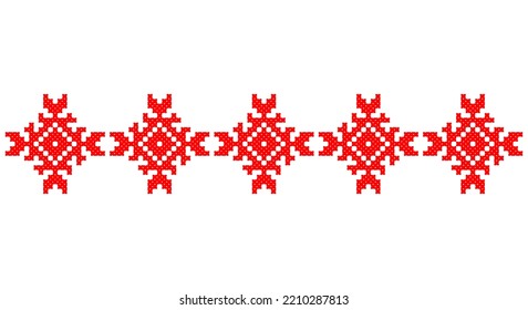 Embroidered good like old handmade cross-stitch ethnic Ukraine pattern. Ukrainian towel ornament, rushnyk called,  vector.