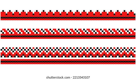 Embroidered good like old handmade cross-stitch ethnic Ukraine pattern. Ukrainian towel ornament, rushnyk called,  vector.