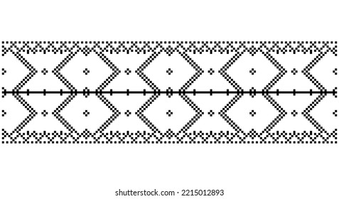 Bordados bien como viejos patrones artesanales cruzados de la etnia ucraniana. Ornamento ucraniano de toallas, llamado rushnyk, vector.