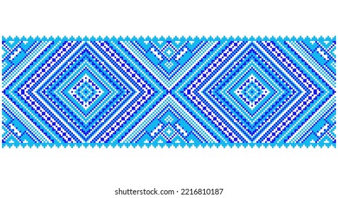 Embroidered good like old handmade cross-stitch ethnic Ukraine pattern. Ukrainian towel ornament, rushnyk called,  vector.