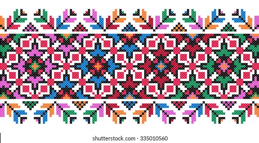 Embroidered Good Like Old Handmade Cross-stitch Ethnic Ukraine Pattern