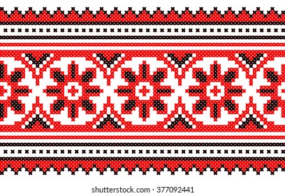Stickig gut wie alte handgefertigte Kreuzstich ethnische Ukraine Muster. Traditionelle ukrainische Volkskunst - vyshyvanka genannt