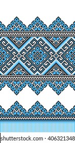 embroidered good like old handmade cross-stitch ethnic Ukraine pattern. Ukrainian towel with ornament, rushnyk called, in vector