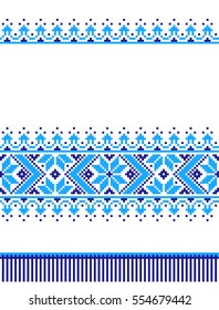 bordados bien como viejos patrones artesanales cruzados de la etnia ucraniana. Toalla ucraniana con ornamento, llamada rushnyk, en vector
