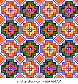 embroidered good like old handmade cross-stitch ethnic pattern