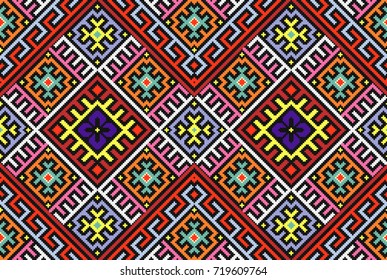 bordados bien como viejos patrones artesanales cruzados de la etnia ucraniana. Toalla ucraniana con ornamento, llamada rushnyk, en vector