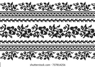 embroidered good like old handmade cross-stitch ethnic Ukraine pattern. Sokal region.