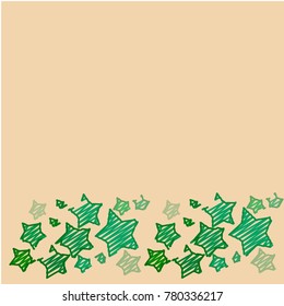 Embroidered Green Stars Located on the Bottom of the Image on Light Orange Background
