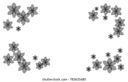 Embroidered Grey Flowers of Different Size on White Background