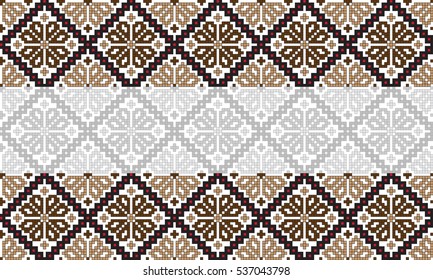 Embroidered handmade cross-stitch ethnic Ukraine pattern