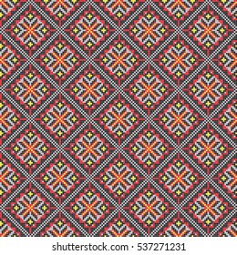 Embroidered handmade cross-stitch ethnic Ukraine pattern