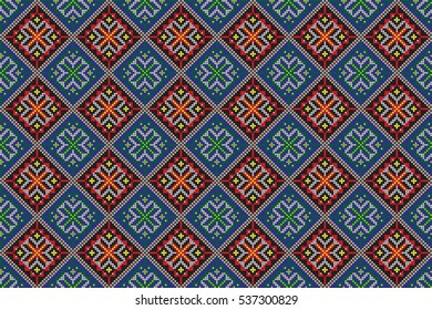 Embroidered handmade cross-stitch ethnic Ukraine pattern