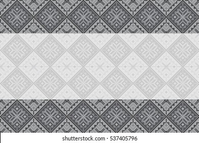 Embroidered handmade cross-stitch ethnic Ukraine pattern