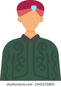 Diseño de ícono de Vector de manga larga bordado, símbolo de matrimonio musulmán, símbolo de costumbres matrimoniales islámicas, ilustración de matrimonio de subcontinente indio, novio musulmán que usa el concepto de Sherwani y kula