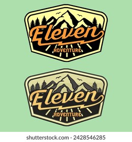 logo vectorial de escalada y camping bordado