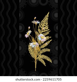 embroidered net floral frame ith elegant floral bunch
