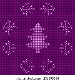 The embroidered New Year's ornament. Beaded Christmas ornament reindeer and snowflakes. vector