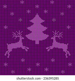 The embroidered New Year's ornament. Beaded Christmas ornament reindeer and snowflakes. vector