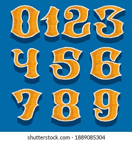 Embroidered numbers set in classic collegiate or sports style. Retro font perfect to use in any university team logo, champ posters, tackle identity, etc.