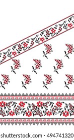 Embroidered old handmade cross-stitch ethnic Ukrainian pattern. Towel with ornament, called rushnyk in vector
