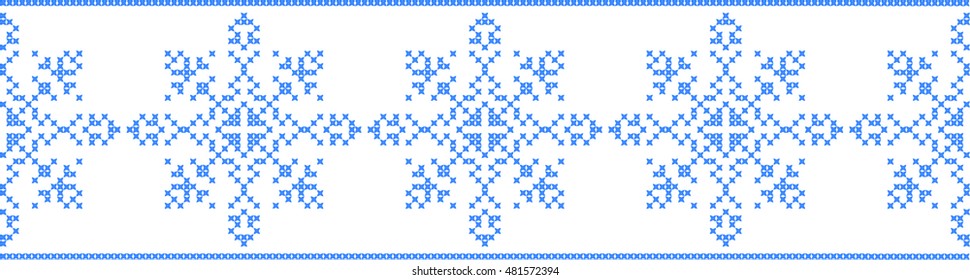 Embroidered ornament snowflake on a transparent background