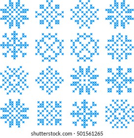 Embroidered ornament snowflake on a transparent background