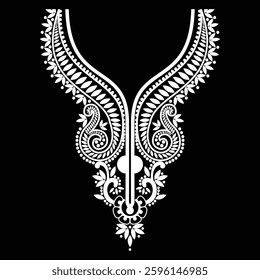 Embroidered pattern flowers Vector ethnic floral print illustration kameez design.
