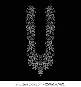 Embroidered pattern flowers Vector ethnic floral print illustration kameez design.