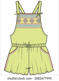 EMBROIDERED PLAYSUIT FOR KID GIRLS AND TEEN GIRLS IN EDITABLE VECTOR FILE