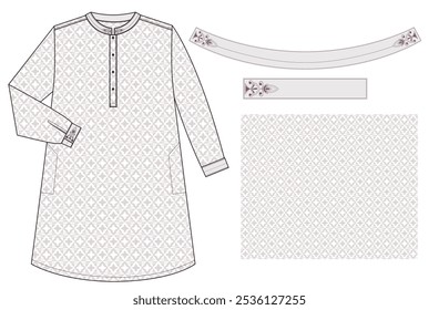 Embroidered and printed Thobe design