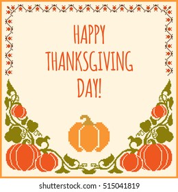 Embroidered pumpkins Thanksgiving day card