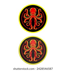 embroidered red gold octopus kraken vector logo