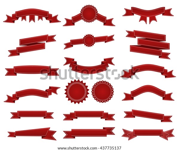 Embroidered Red Ribbons Stumps Pack Isolated: vector de stock (libre de ...