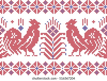 embroidered rooster on a transparent background