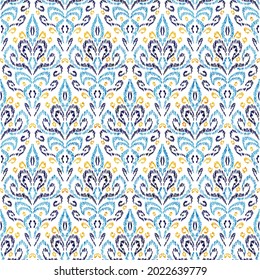 Embroidered seamless damask pattern. Bohemian print ogee for home decor, scrapbooking, pillows, carpets. Vector illustration.