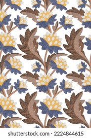 Embroidered seamless floral pattern. Ornament in bohemian style for home decor, interior, carpets, pillows. Vector illustration.