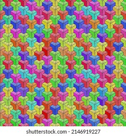 Embroidered seamless geometric pattern. Bohemian ornament in patchwork style. Print for carpets, pillows, blankets, home decor. Vector illustration.