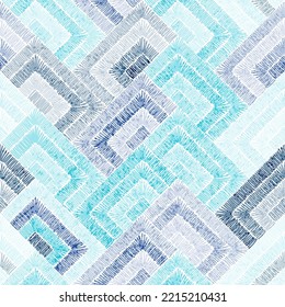 Embroidered seamless geometric pattern. Ornament for the carpet. Colorful print of handmade. Vector illustration.