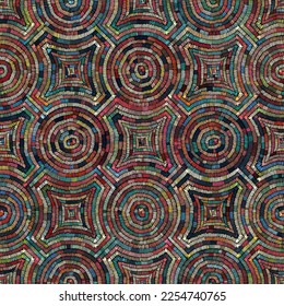 Embroidered seamless geometric pattern. Ornament for the carpet. Ethnic and tribal motifs. Colorful print of handmade. Vector illustration.