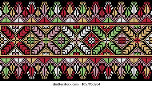 embroidered seamless palestinian pattern like cross-stitch