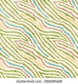 Embroidered seamless pattern. Imitation of a zebra, a tiger. Striped print for home decor, pillows, carpets. Vector illustration.